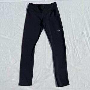Nike Fast Mid-Rise Crop7/8 Running Mesh Panel Black Leggings Size XS BV0038-010